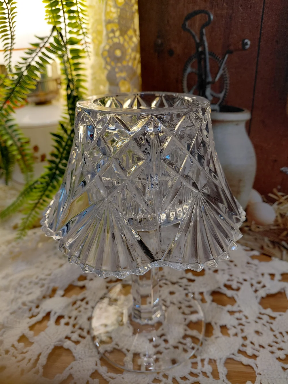 Vintage Shannon Crystal By Godinger Clear Cut Crystal Mini Lamp- Fairy Lamp 2pc